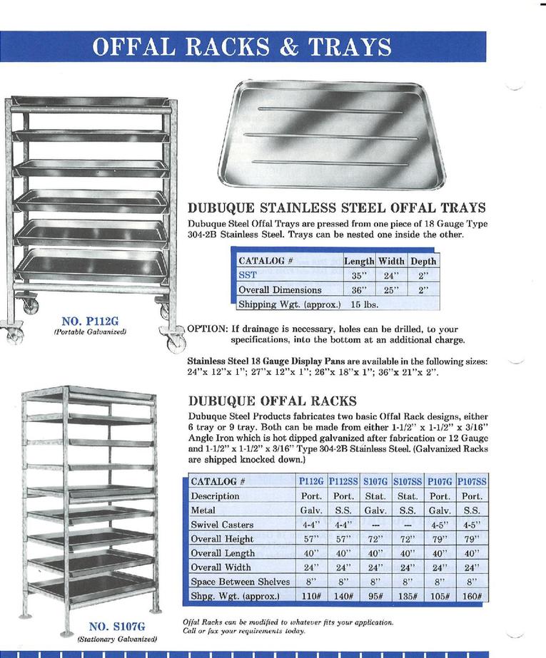 racks and trays Dubuque Steel Produts