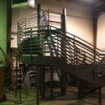 custom made green railing and stair set